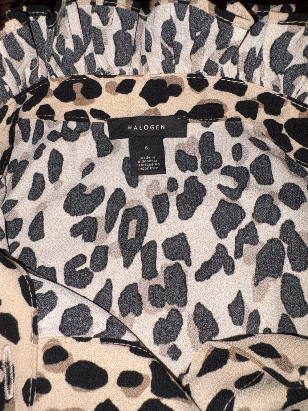 Halogen Sleeveless Tie Neck Leopard Print Blouse Careerwear Formal Size Small - Picture 6 of 16